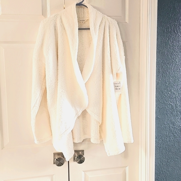 NWT Lucky Brand Soft Faux Shearling Open Front Cardigan Ivory Large - Picture 5 of 14